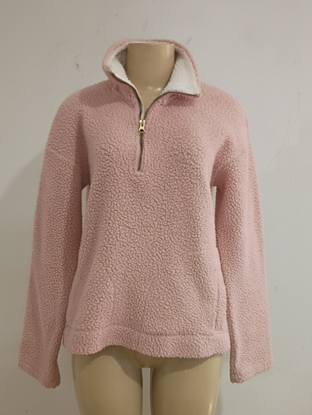 Old Navy Pale Pink Sherpa Quarter-Zip Pullover Jacket